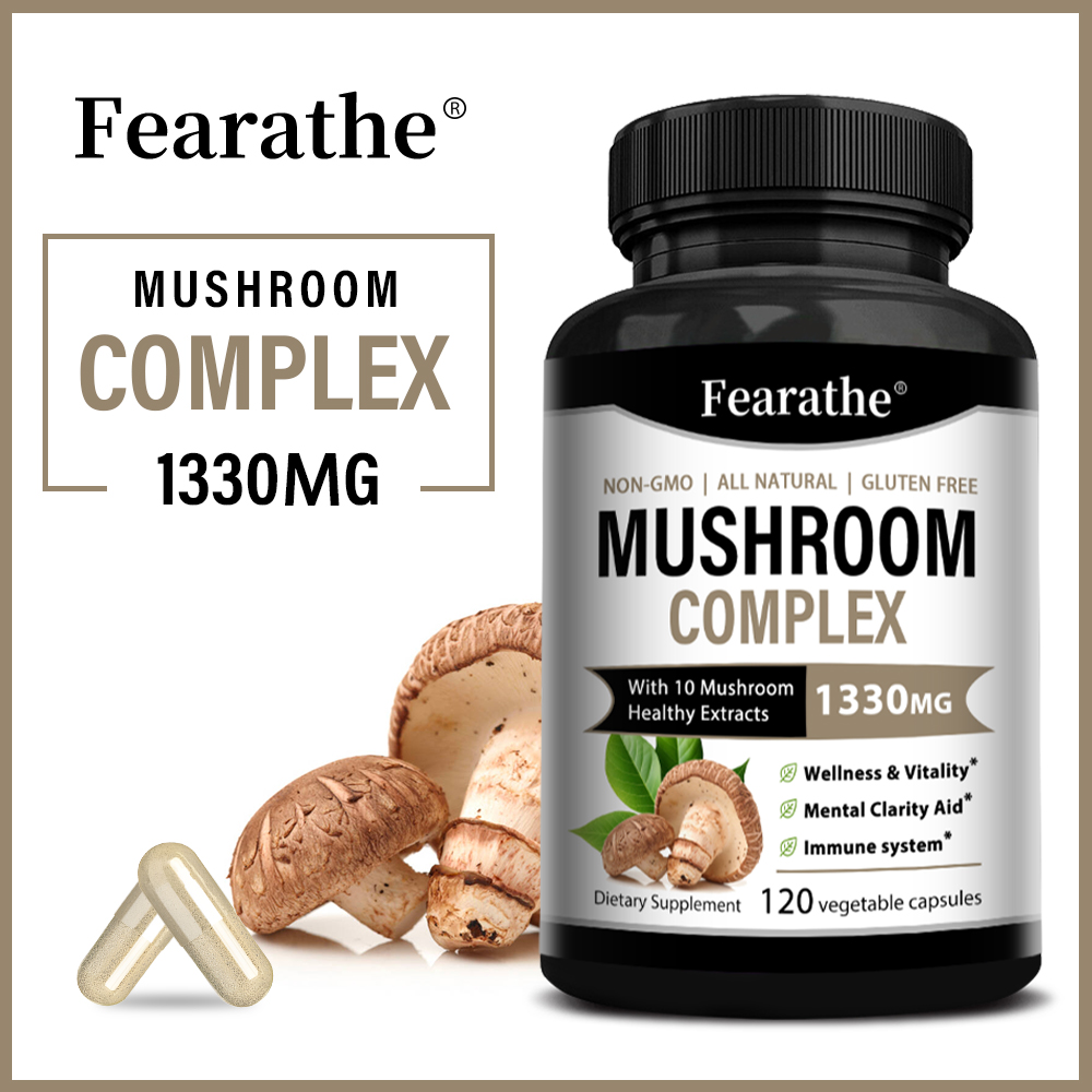 Lion Mane Mushroom - Cápsulas de Complexo de Cogumelos, Mistura