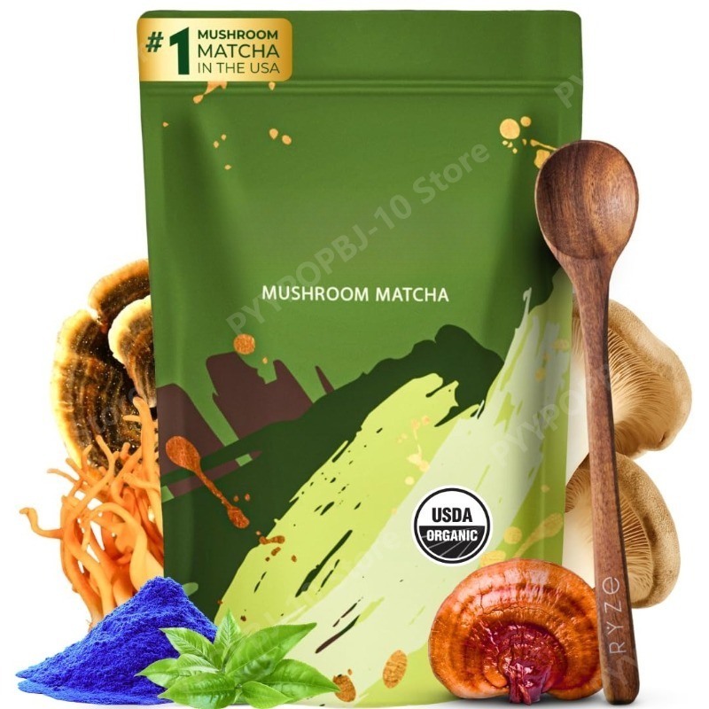 Lion Mane Mushroom - Suplemento Orgânico de Matcha com Ganoderma