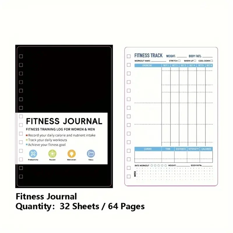 Nutrition Fitness Plan - Caderno Espiral para Exercícios Diários e