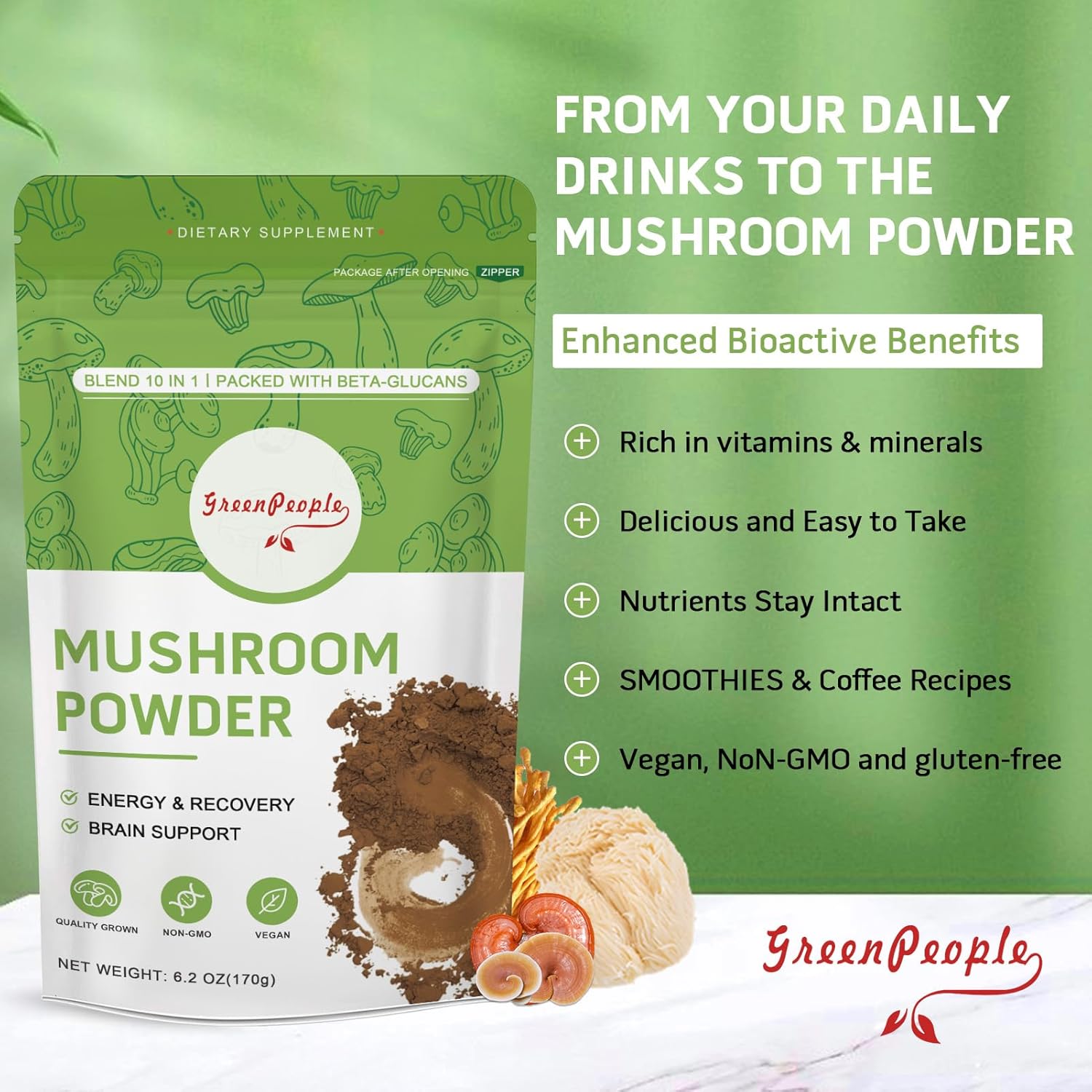 Suplemento em Pó GREENPEOPLE 1 - Lion Mane Mushroom avaliação e preço